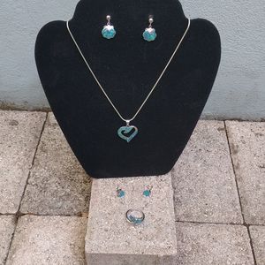 Fire Opal Jewelry Set Sterling